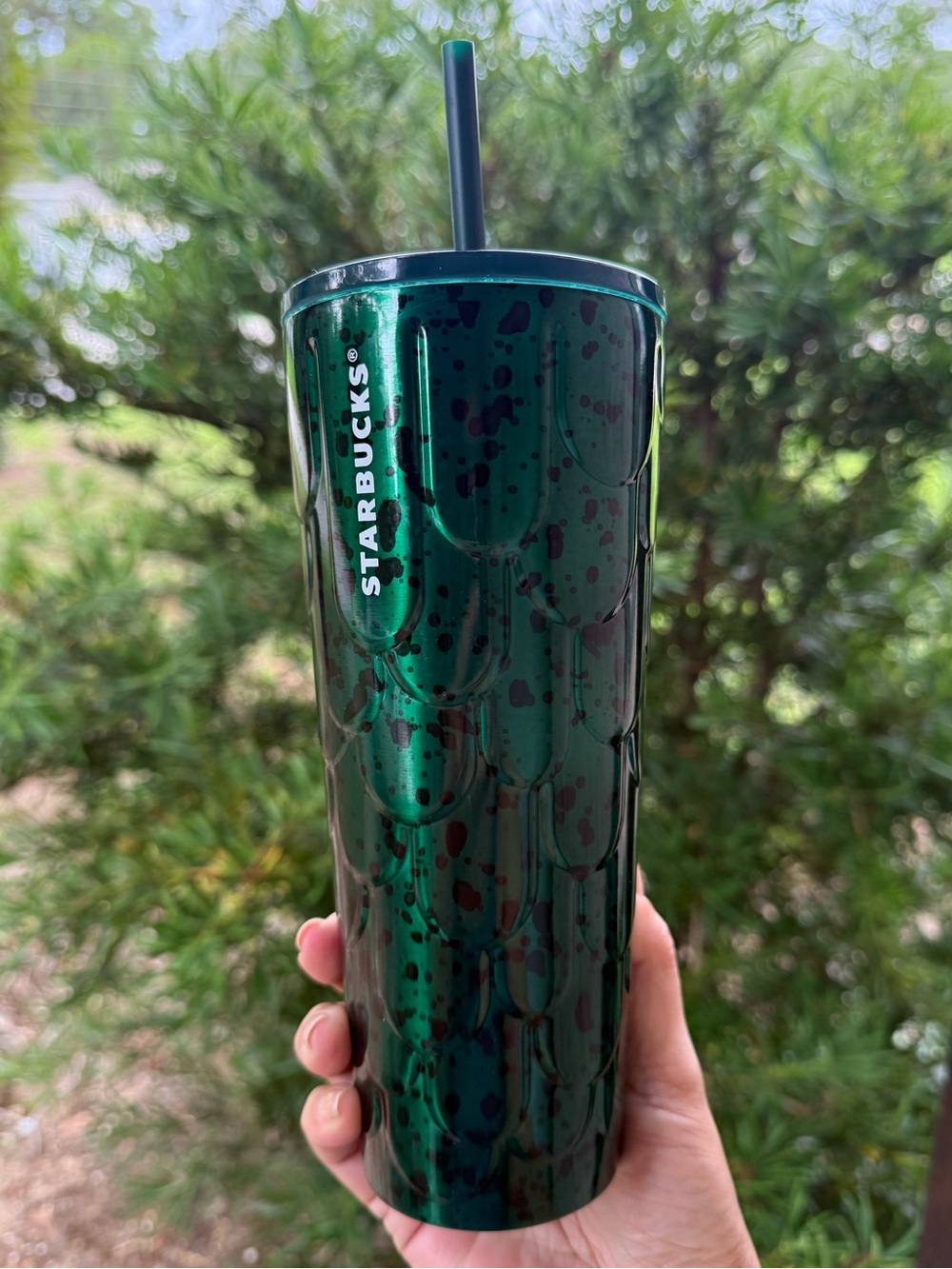 Starbucks Emerald Green Speckled Anniversary 24oz Tumbler with Straw 🆕